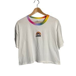 Hollister Rainbow Cropped‎ T-Shirt Size Medium